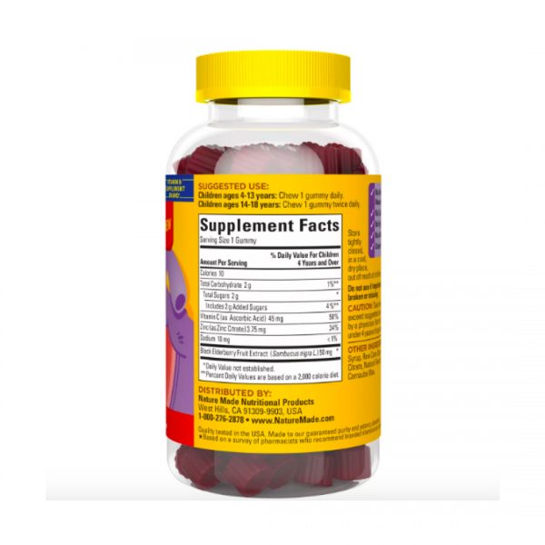 Nature Made Kids First Elderberry Gummies with Vitamin C and Zinc, for Immune Support